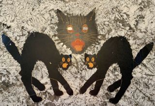 Vintage Halloween Dennison Black Cat Diecuts
