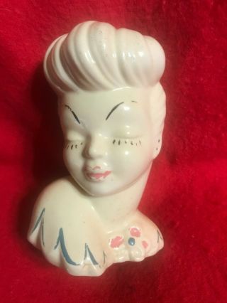 Vintage Unmarked Lady Head Vase 7 Inches Tall