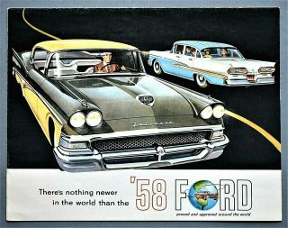 1958 Ford Full Line Sales Folder 8.  5 " By 11 " 58ford