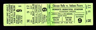 Oct 9 1976 Chicago Bulls Vs Indiana Pacers Full Ticket Nba Vs Aba Preseason Game