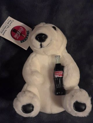 Vintage 1993 Coca Cola White Polar 12 " Teddy Bear Coke Bottle Plush Toy