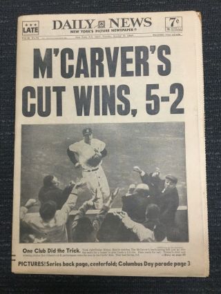1964 World Series - Mantle - Yankees Vs Cardinals - York Daily News Newspaper