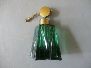 Vintage Art Deco Green Glass Perfume Bottle/atomizer