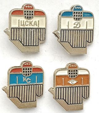 4 Ussr Soviet Russian Ice Hockey Pins Goalies Cska Dynamo Krylya Sovetov Spartak