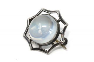 A Fantastic Antique Art Deco Sterling Silver 925 Moonstone Round Brooch 23538