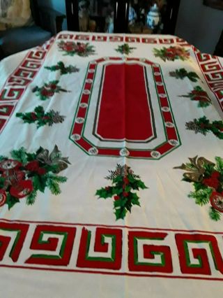 Vintage Cotton Christmas Tablecloth 1950 