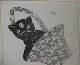 Vintage Quilt Pattern Kitten Kitty Cat In Basket Applique Quilters Sewing Craft