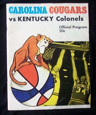 1969 - 70 Carolina Cougars Aba Basketball Program Vs Kentucky Colonels - First Year