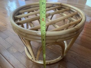 Vintage Retro Bamboo Bentwood Rattan Ottoman Foot Stool - Large Boho Round 2