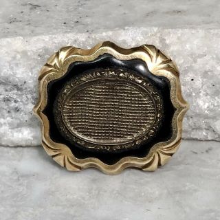 Antique Victorian GF Black Enamel Hair Locket Mourning Brooch Lovely Pin 2
