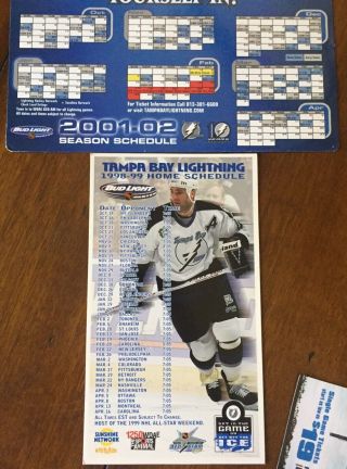 1998 - 2007 Nhl Tampa Bay Lightning Schedule Magnets - 4 Diff.