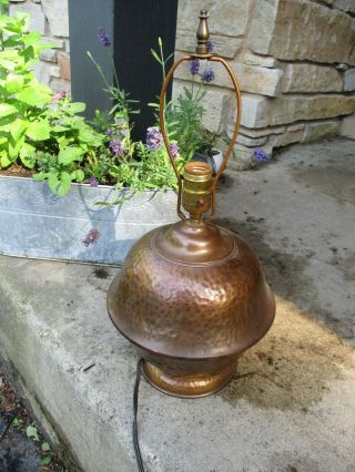 Vintage Arts & Crafts Mission Style Design Hammered Copper Table Desk Lamp