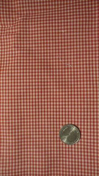 Vintage Cotton Fabric Small Red & White Gingham Check Plaid 35 " /55 " Wide