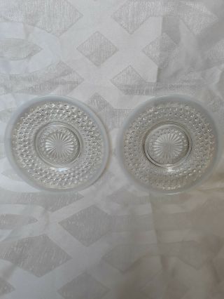 Vintage Anchor Hocking Hobnail Moonstone Glass Bread And Butter Plate Set Of 2