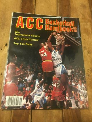 Acc Basketball Handbook 1984 - 85 Michael Jordan Len Bias Brad Daugerty Tar Heels