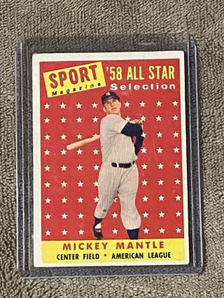 1958 Topps Mickey Mantle (hof) Con York Yankees 487 Baseball Card