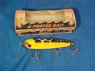 Vintage Porter Bait Co Top Spin Model Fishing Lure 4 " W Box