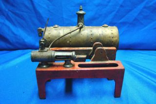 Vintage WEEDEN No.  14 Cast Iron Base w/ Embossed Brass Boiler STEAM ENGINE 3