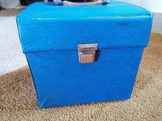 Retro Blue Vintage Recod Vinyl Carry Case Storage Box For 7” 45 Rpm Records