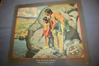 Vintage 1936 Santa Fe Railroad Calendar Pic " The Water Birds ",  14 " X 12 "