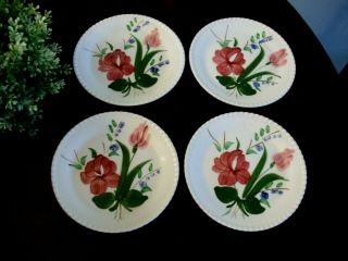 4 Vintage Blue Ridge Pottery Bluebell Bouquet Bread Plates Candlewick Edge 6.  25 "