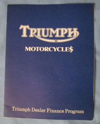 Vintage Triumph Motorcycle Dealer Finance Brochure 1970 Bonneville Tr6 T150 T100