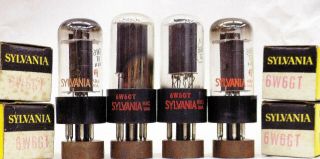 4 N.  O.  S Vintage Sylvania 6w6gt Vacuum Tubes.  2 Matching Date Codes Pairs
