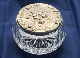 Antique Crystal & Repoussé Sterling Silver Lidded Dresser Jar - Gorham