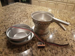 Vintage Optimus No.  77 Alcohol Stove Cooking Set Made In Sweden Backpacking Stove