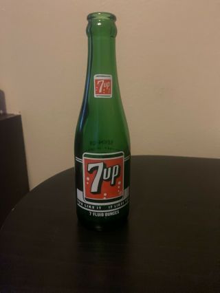 1 Vintage 7 - Up Soda Bottle Seven Up Green Glass Bottle 7 Oz