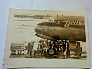 Vintage Delta Airlines Airplane B&w Photo The Flying D