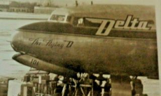 Vintage Delta Airlines Airplane B&W Photo The Flying D 2