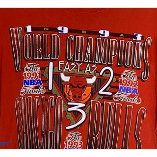 Vintage M Jordan 1993 3 - Peat NBA World Champion Chicago Bulls T - Shirt 2