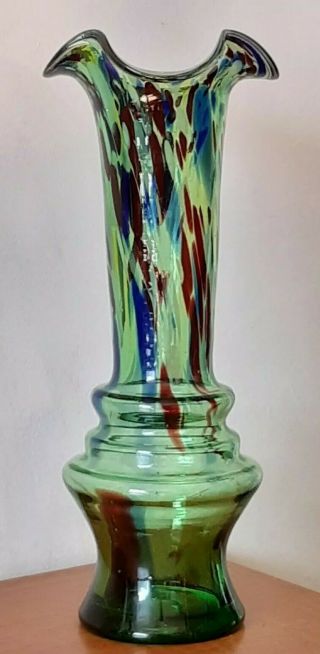 Large Early Vintage Mid Century Italian Murano End Of Day Blown Glass Vase 2