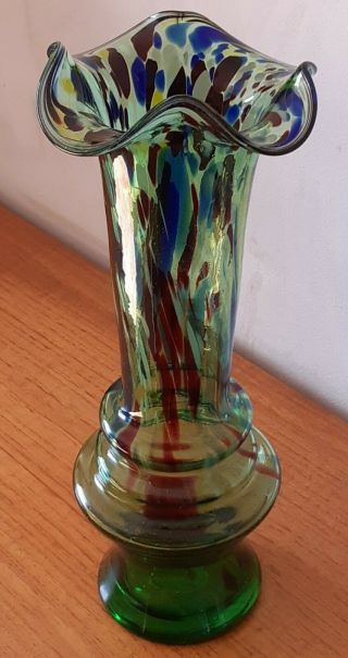 Large Early Vintage Mid Century Italian Murano End Of Day Blown Glass Vase 3