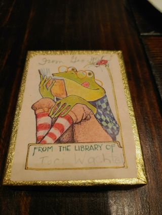 Vintage Antioch Bookplates Frog " From The Library Of " 41 Count