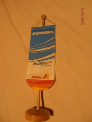 1980s Travel Agent Desk Flag Pennant Iberia Spain Airways Airbus A300