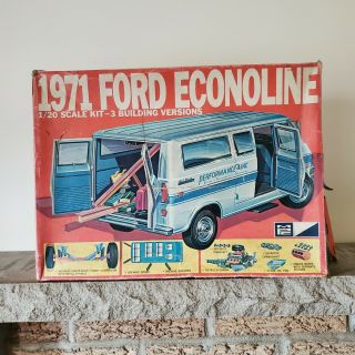 Vintage Mpc 1971 Ford Econoline Van - 1/20 Scale 3 In 1 Model Kit Box