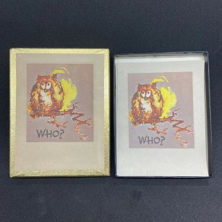 Vintage Antioch Bookplates Book Labels - Owl “ Who? " 52 Count