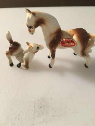 Vintage Bone China Horse/ Foal Made In Japan Miniature Animal Figurines