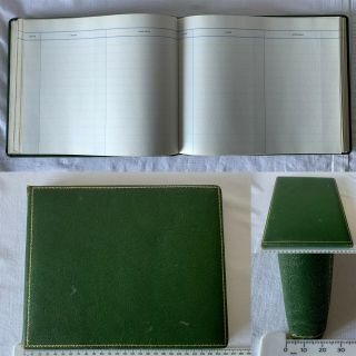 Vintage Army & Navy Stores Green Leather Bound Guest Book
