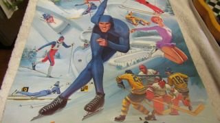Schlitz Beer 1980 XIII OLYMPIC WINTER GAMES Lake Placid Poster MIRACLE ON ICE 3