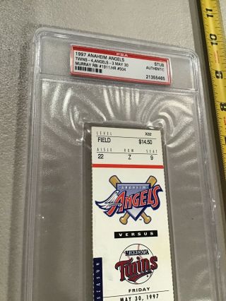 1997 Anaheim Angels Minnesota Twins PSA Ticket Stub Murray RBI 1911 HR 504 2