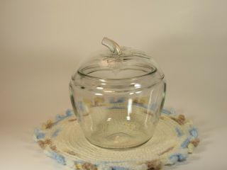 Vintage Clear Glass Apple Shaped Jar/canister