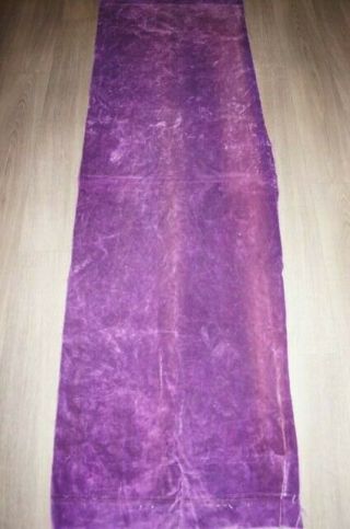 Vintage Purple Cotton Velvet Worn Marked Fabric Length 72 " X 22 "