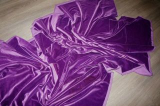Vintage Purple Cotton Velvet Worn Marked Fabric Length 82 " X 47 "