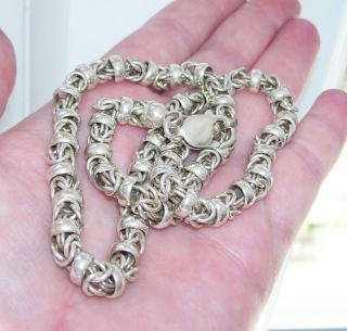 Stunning Heavy Antique Solid Sterling Silver Double Link Chain 18 " Necklace 59g