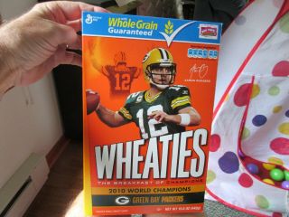Full Wheaties 2010 Green Bay Packers Bowl Champions Aaron Rodgers Box
