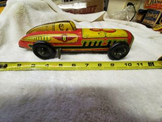 Vintage J Chein??? Tin Litho Wind Up Race Car Racer Toy 8