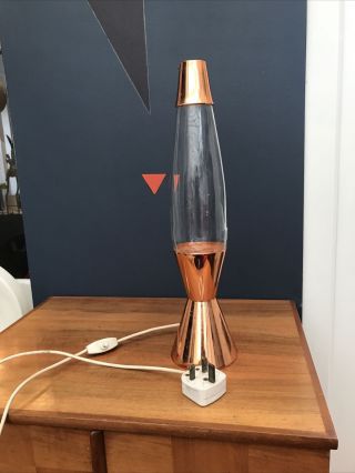 Vintage Lava Lamp Base Top And Bulb Glass,  Not Sure What Make Copper Coloured